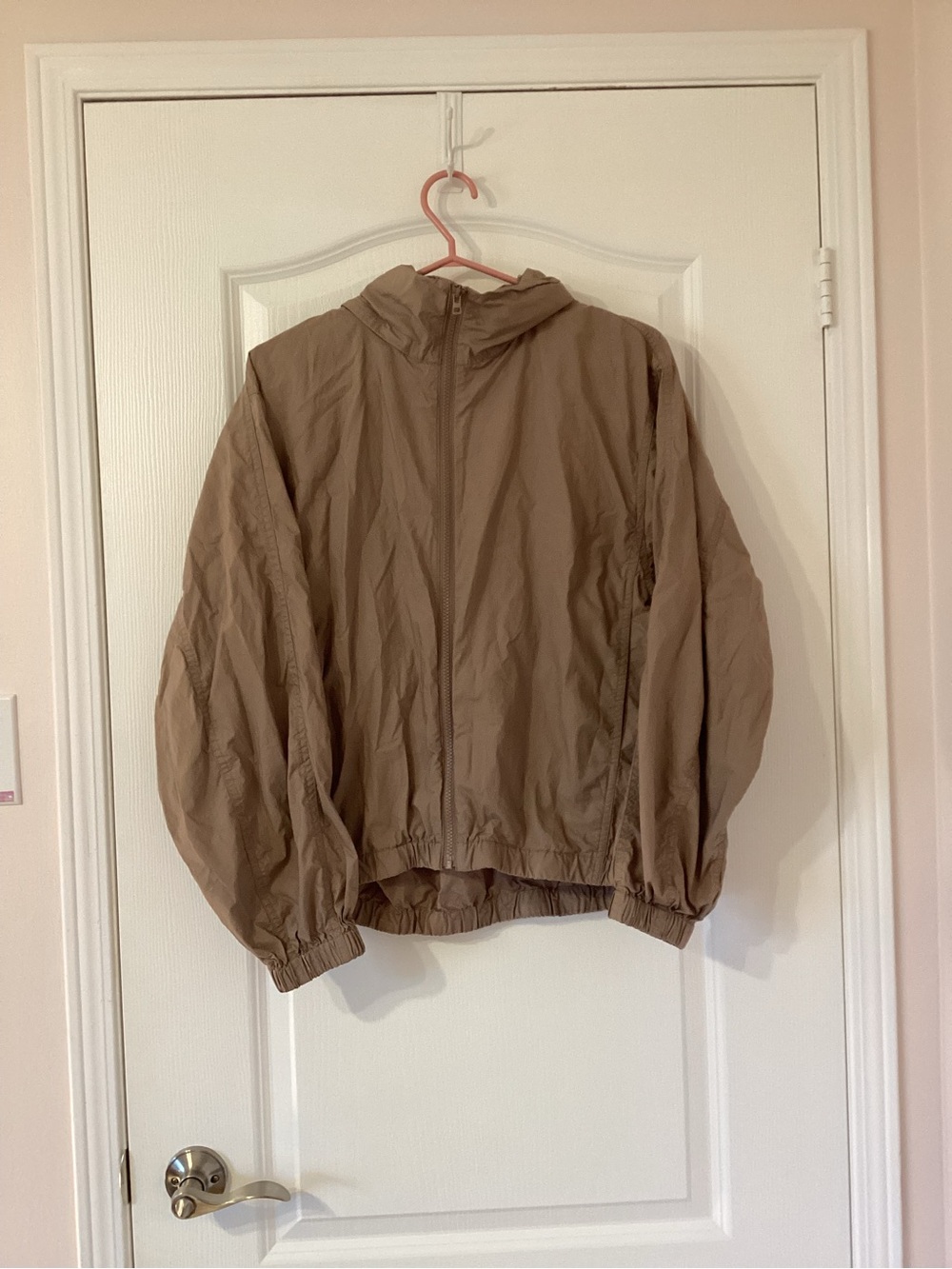Lightweight Women’s Hooded Windbreaker Jacket - Tan